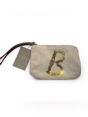 NWT Anthro Sequin Initial Wristlet Bag - B
